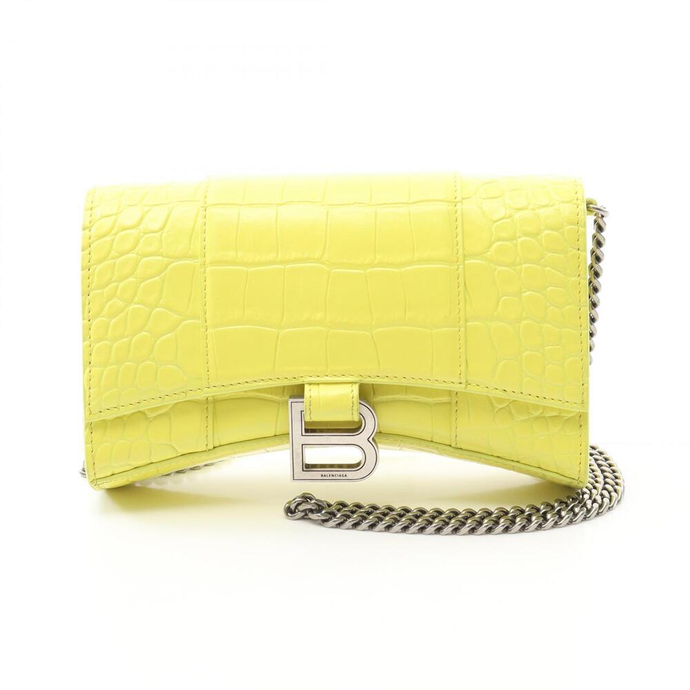 Balenciaga Hourglass Shoulder Bag Leather Yellow